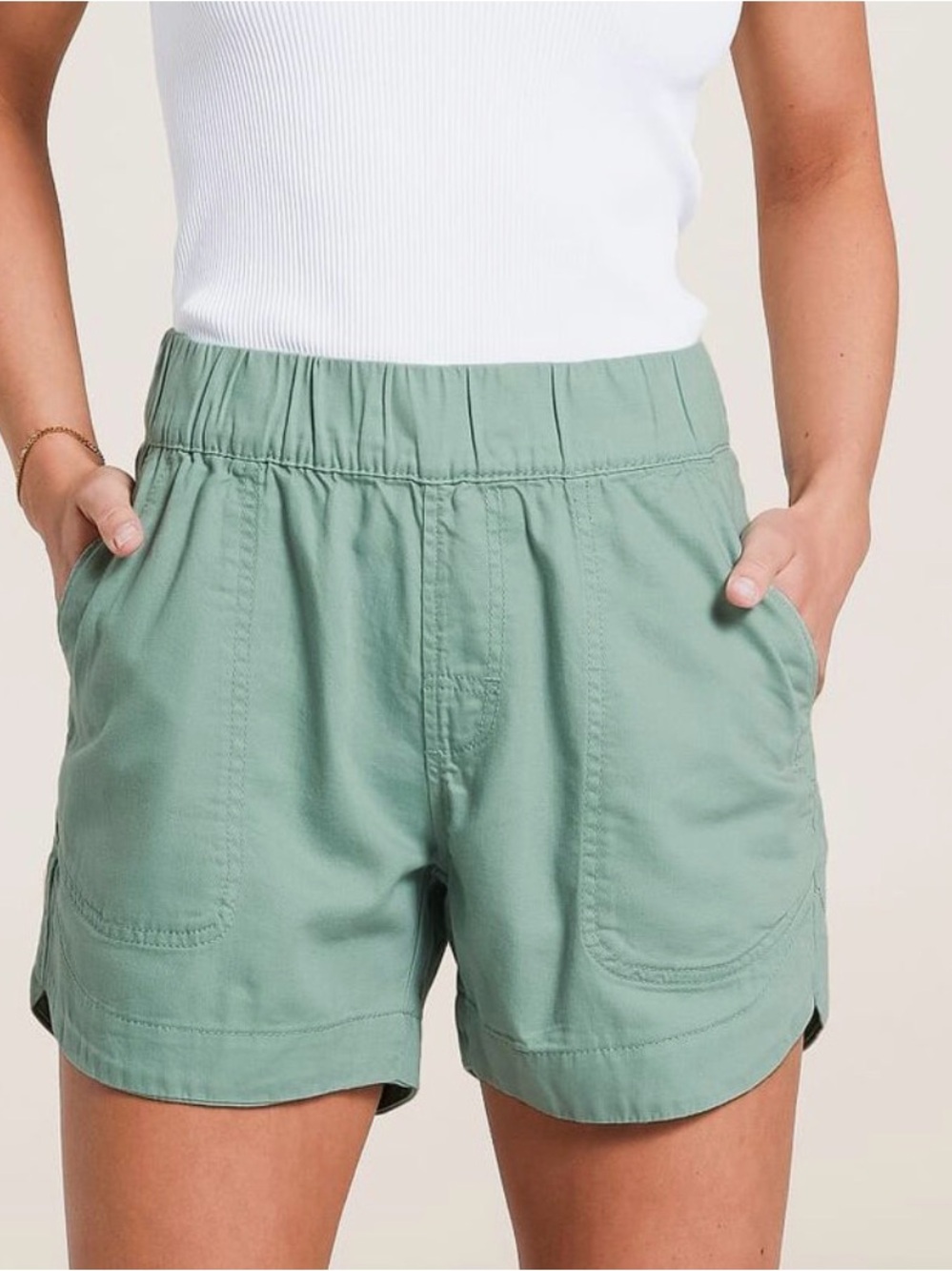 Women's Sage Green Elastic-Waist Athletic Shorts size medium